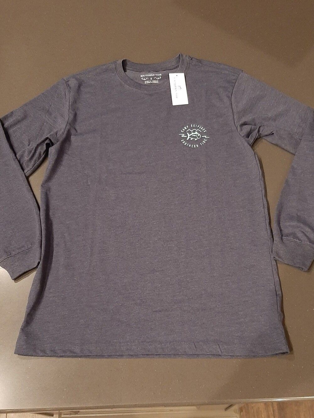Southern Tide Campfire Heather Long Sleeve Graphic Tee NWT Women's Small Blue